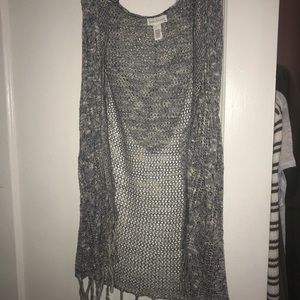 Full Tilt Grey & Blue hooded cardigan